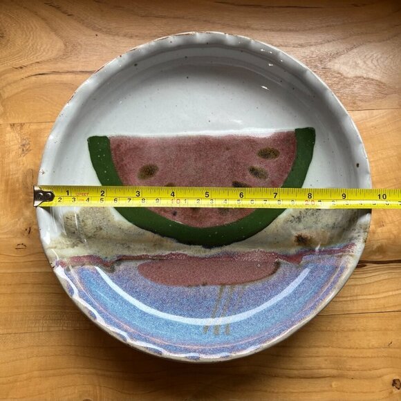 Chappelle Happy Valley Studio Georgia Pottery Watermelon Pie/Tart Dish - Signed - Picture 5 of 6
